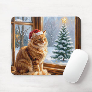 Mousepad Gato Ruivo de Natal