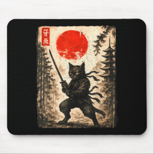 Mousepad Gato Samurai Japonês Gráfico Anime Masculino