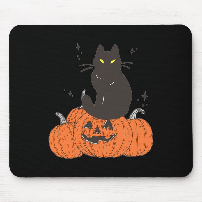 Mousepad Gato Sapatinho Do Halloween Com Abóbora (Frente)