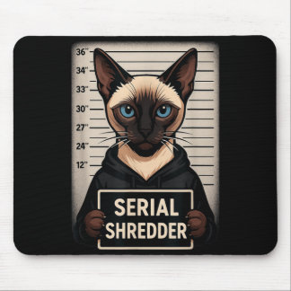 Mousepad Gato Siames Serial Shredder Foto Engraçado Animal