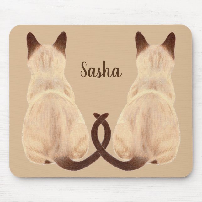 Mousepad Gato Siamese de Sasha que senta o costume traseiro (Frente)