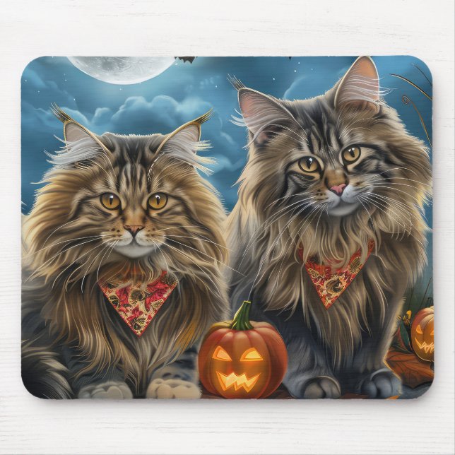 Mousepad Gato Siberiano Halloween Assustador  (Frente)