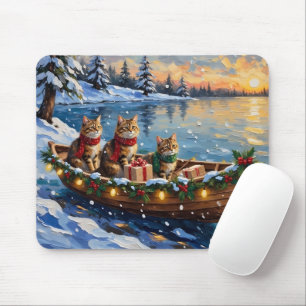 Mousepad Gato Siberiano Natal Barco Festa