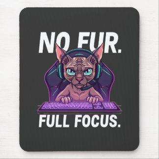 Mousepad Gato Sphynx Gamer Arte Neon de Foco Total