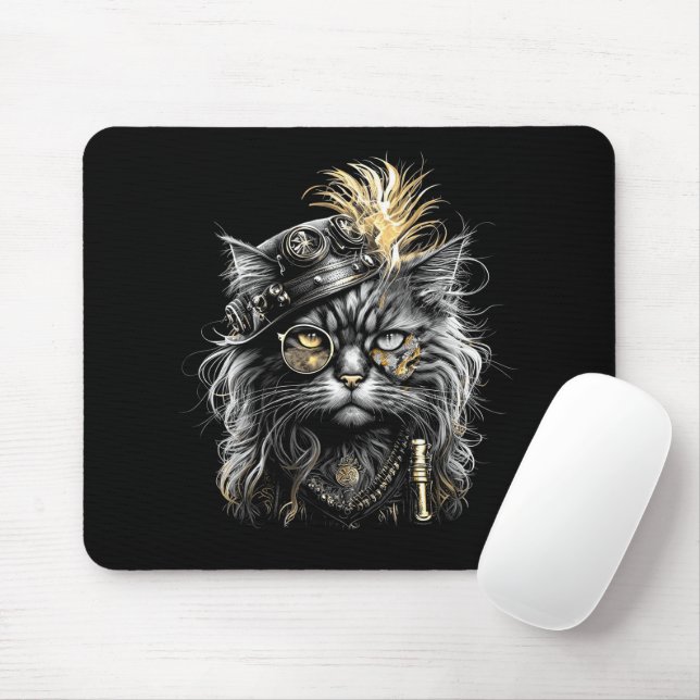 Mousepad Gato Steampunk Incrível  (Com mouse)