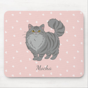 Mousepad Gato Tabby Cinza de Cabelo Comprido Personalizado