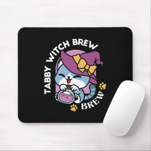Mousepad Gato Tabby de Halloween – Arte de Chapéu de Bruxa