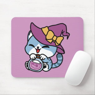 Mousepad Gato Tabby de Halloween – Chapéu de Bruxa e Arte d