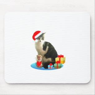 Mousepad gato tabby de Natal e pequeno anjo fofo