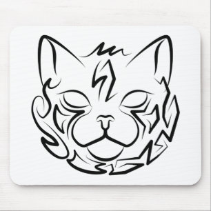 Mousepad Gato Tribal Negro e Branco