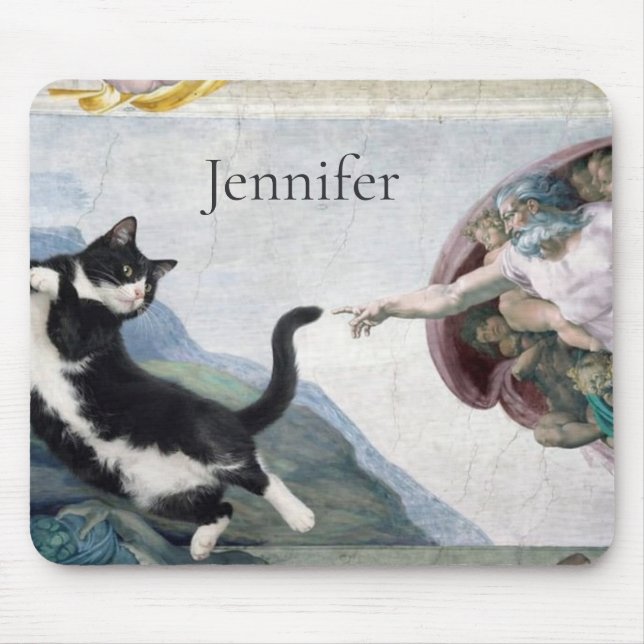 Mousepad Gato Tuxedo Tocando a Pata Divina                 (Frente)