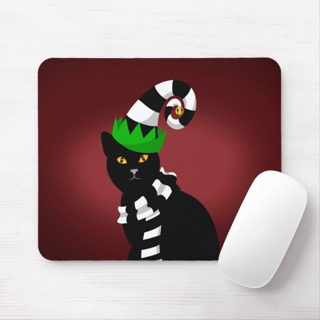 Mousepad Gato vestindo chapéu Engraçado e Scarf (Com mouse)