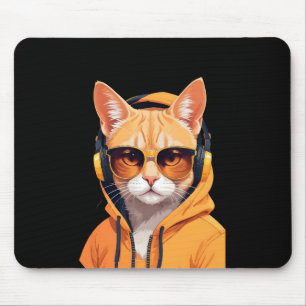 Mousepad Gato Vestindo Hoodie Engraçado Caráter Animal Lega