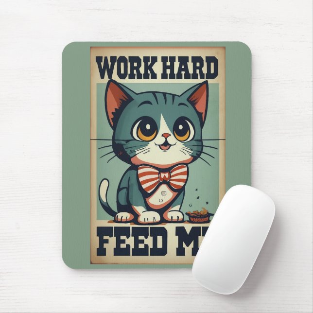 Mousepad Gato Vintage Antigo do Duro de Trabalho (Com mouse)