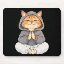 Gato Zen com Capuz – Gato de Desenho Animado Fofo 