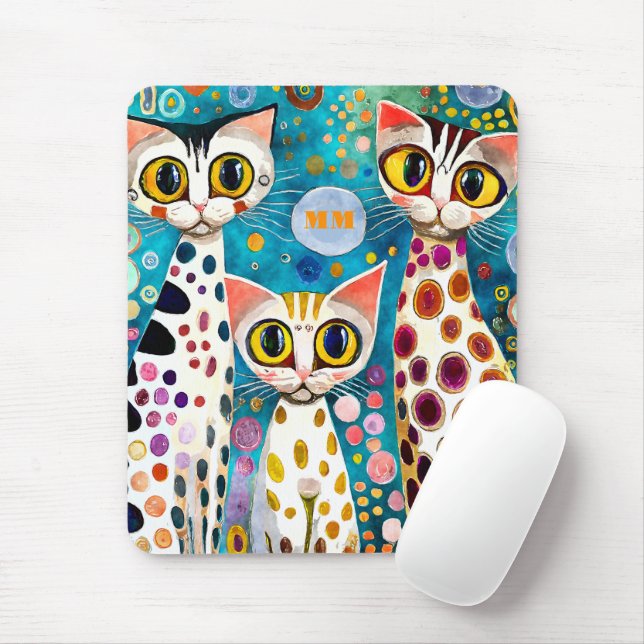 Mousepad Gatos Abstratos Legais (Com mouse)