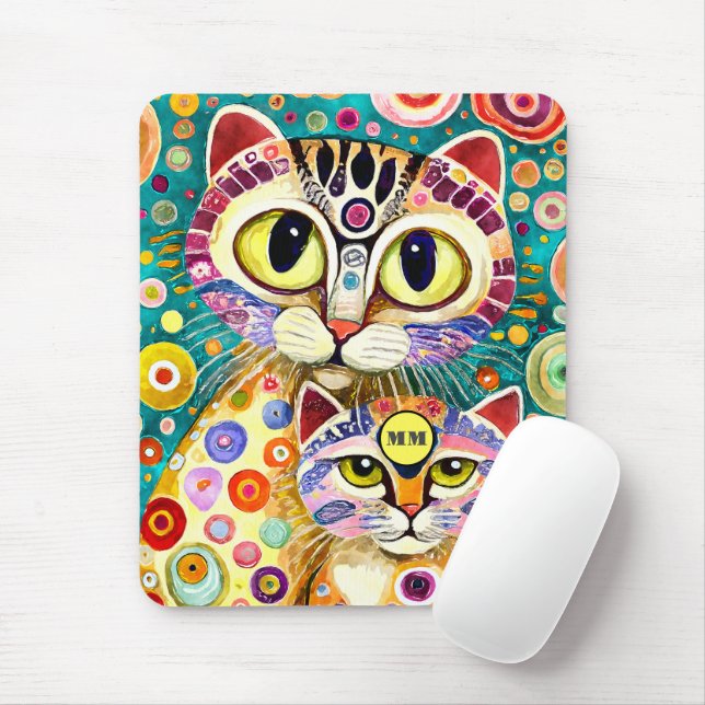 Mousepad Gatos Abstratos Legais (Com mouse)
