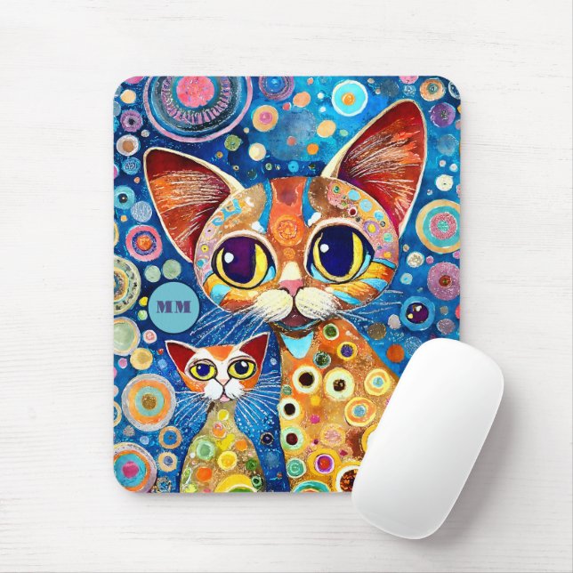 Mousepad Gatos Abstratos Legais (Com mouse)