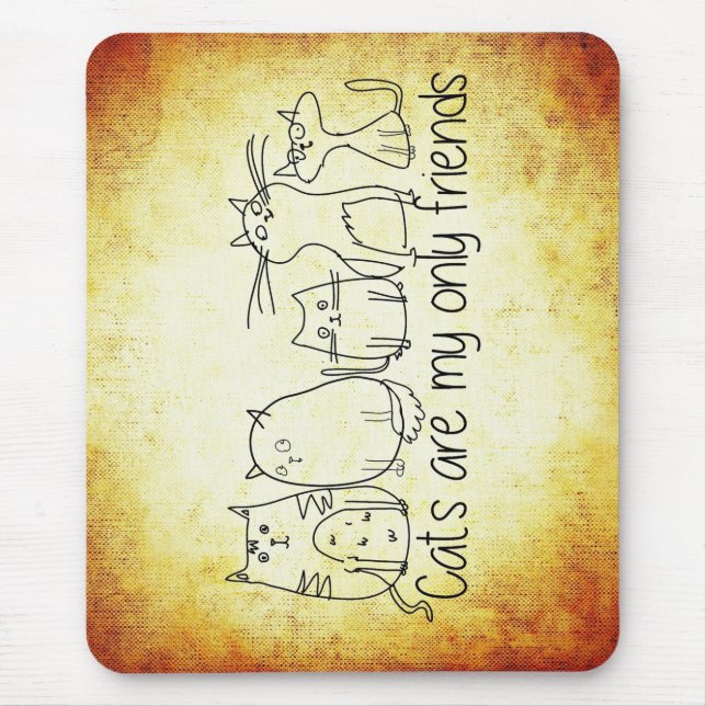 Mousepad gatos amigos engraçados desenho branco castanho (Frente)