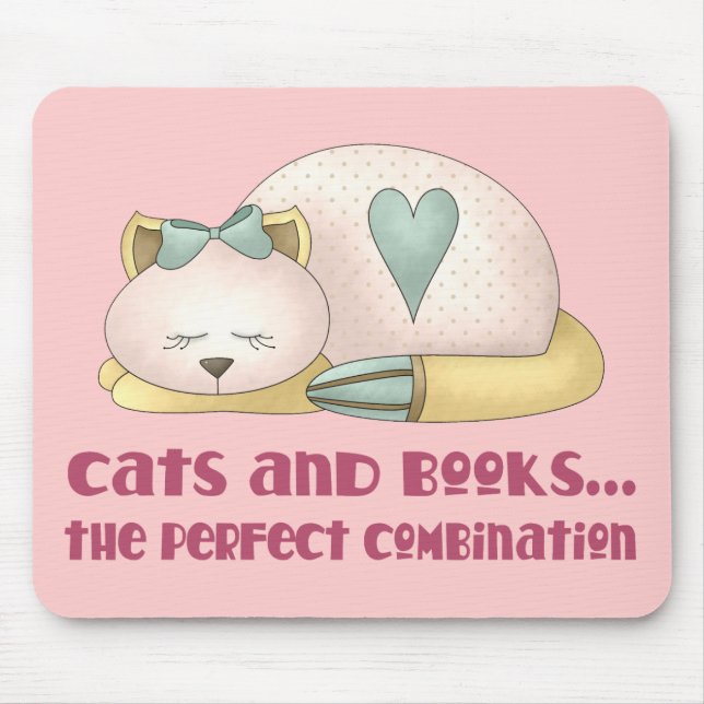 Mousepad Gatos bonitos e t-shirt dos livros (Frente)