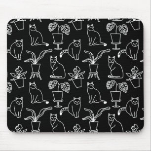 Mousepad Gatos brancos em preto