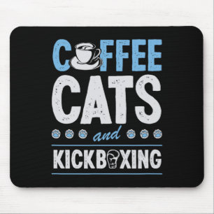 Mousepad Gatos Café E Kickboxing Fofo Engraçado Kickboxer C