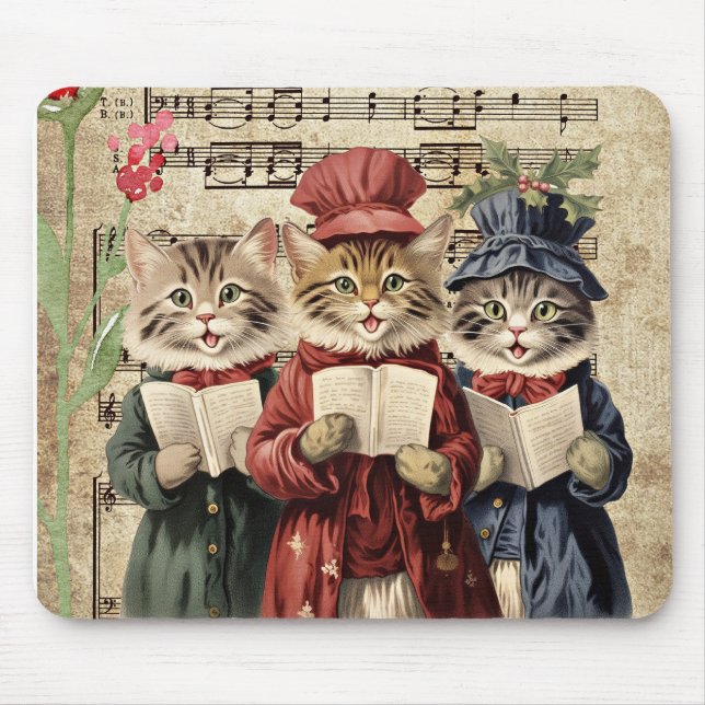 Mousepad Gatos Cantando Músicas de Natal (Frente)