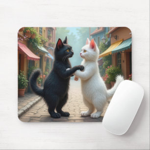 Mousepad Gatos Dançando Lentamente Na Rua Cobblestone