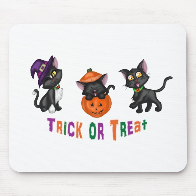 Mousepad Gatos de Dia das Bruxas (Frente)