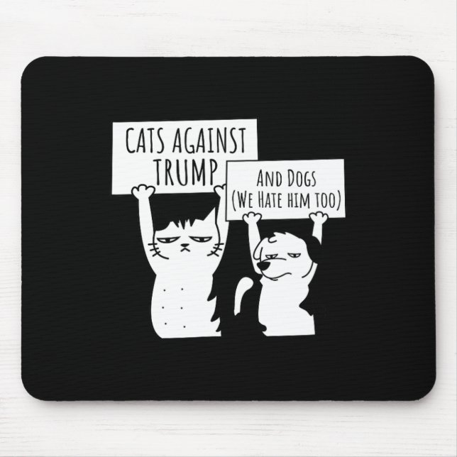 Mousepad Gatos De Gato E Cães Contra Trump (Frente)