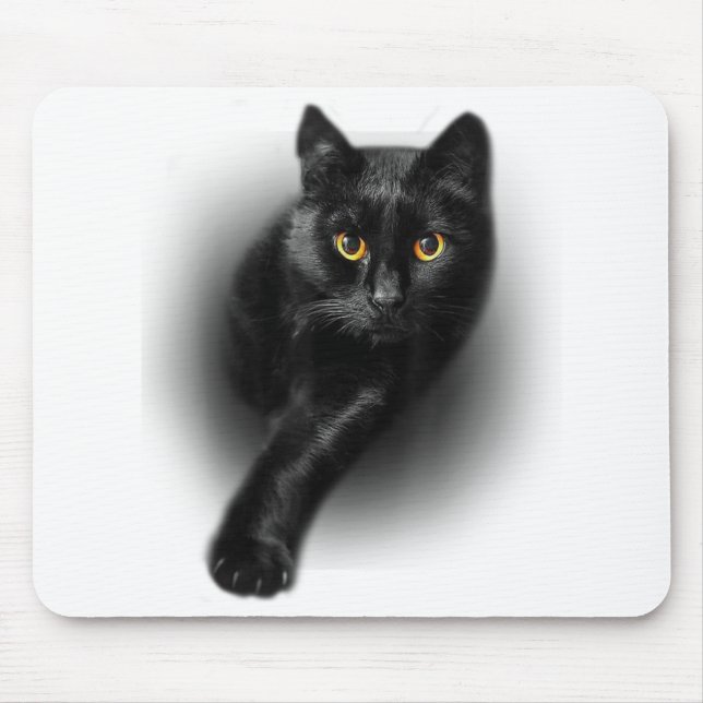 Mousepad Gatos de Gatos Amarelos de Gato Negro Dia de as mã (Frente)