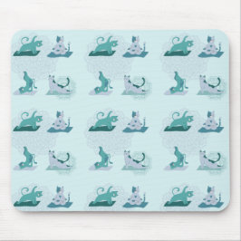 Mousepad Gatos de ioga verde