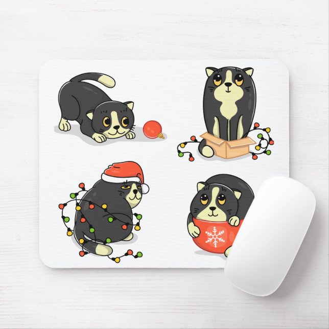 Mousepad Gatos de Natal bonitos e Engraçados (Com mouse)