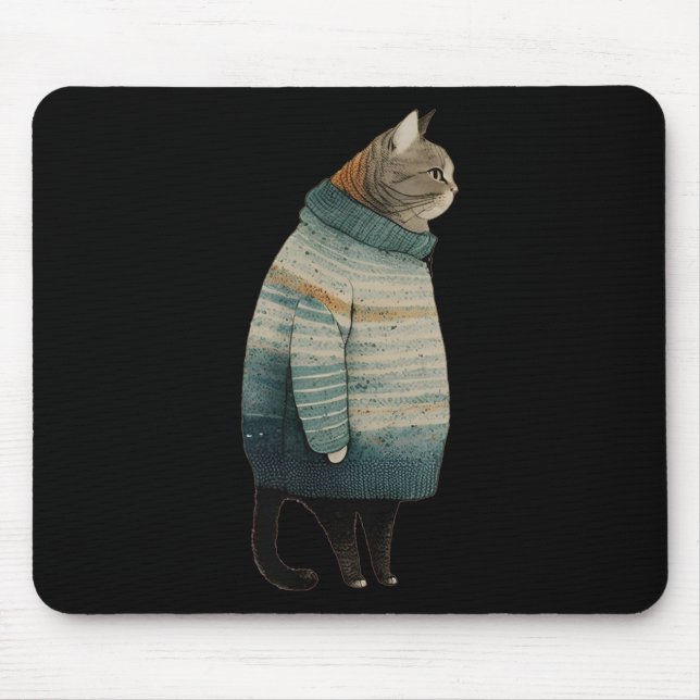 Mousepad Gatos de Natal Divertimos Gatinho Cinza de Pet Gor (Frente)