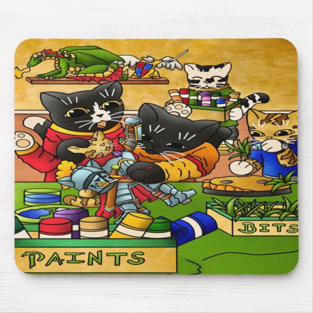 Mousepad Gatos de pintura de modelos de gatos-do-cavaleiro  (Frente)