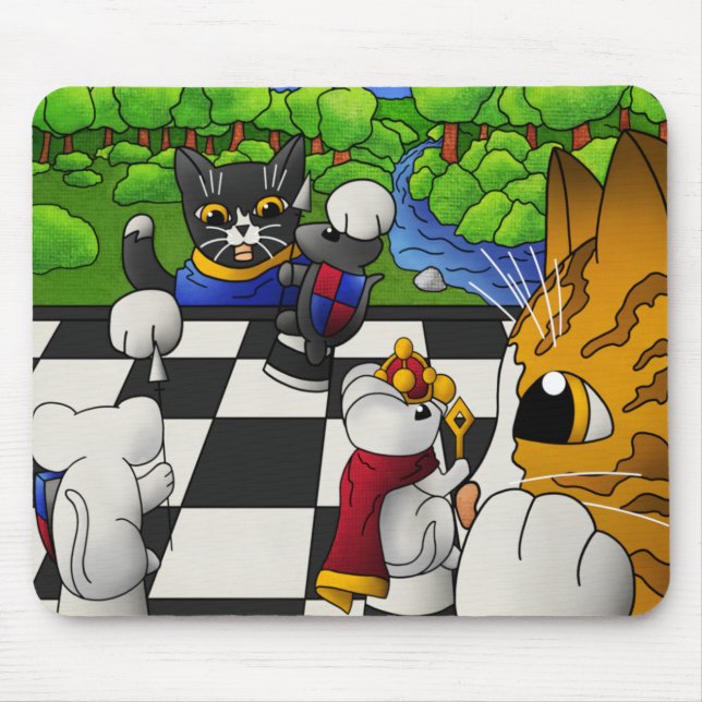 Mousepad Gatos de xadrez no parque (Frente)