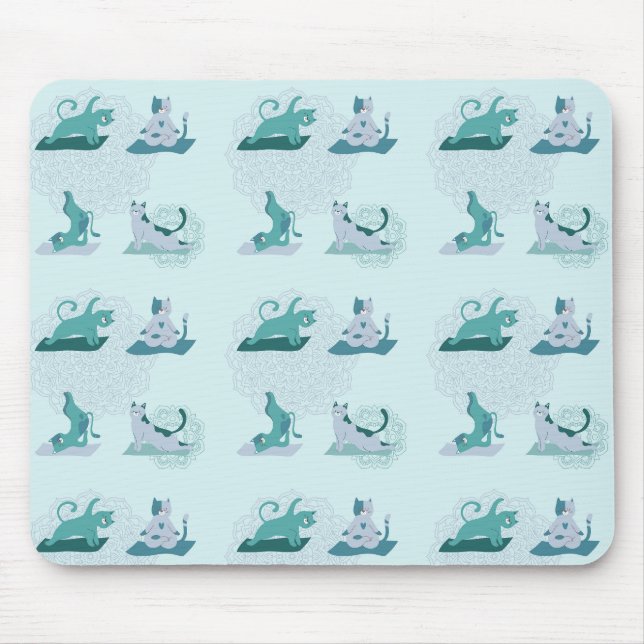 Mousepad Gatos de Yoga Verdes (Frente)