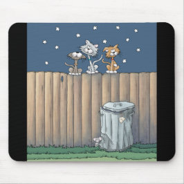 Mousepad Gatos do beco em uma proteção do mouse na cerca