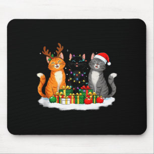 Mousepad Gatos e Gatinhos Fofos de Natal Com Chapéu de Papa