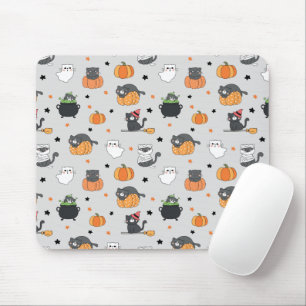 Mousepad Gatos e Padrão Fantasmas do Halloween