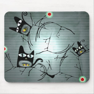 Mousepad Gatos e pombas com fome galhos de sol