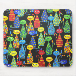 Mousepad Gatos e Ratos Coloridos