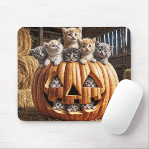 Mousepad Gatos em Abóbora de Halloween