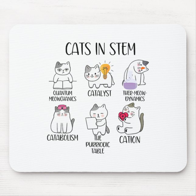 Mousepad Gatos Em Stem Meme Divertido De Ciência Cientista  (Frente)