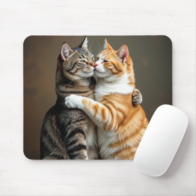 Mousepad Gatos em um abraço amigável (Com mouse)