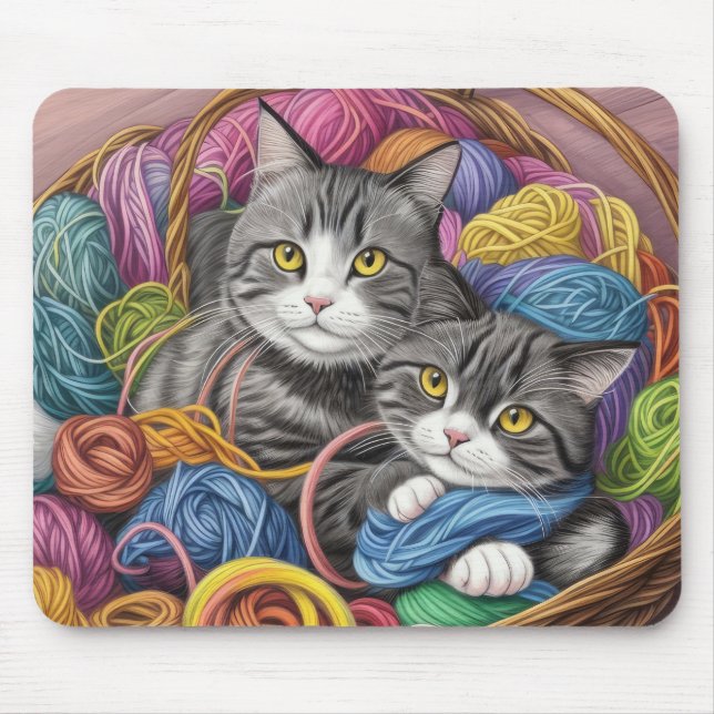 Mousepad Gatos em uma cesta (Frente)