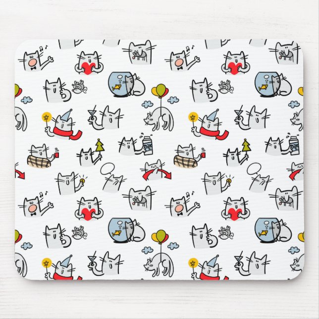 Mousepad Gatos engraçados, leite e magia. (Frente)