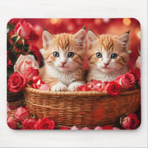 Mousepad Gatos fofos em uma cesta de palha