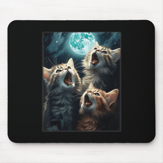 Mousepad Gatos Gritando Na Lua Engraçada Meme Alpha Mache (Frente)
