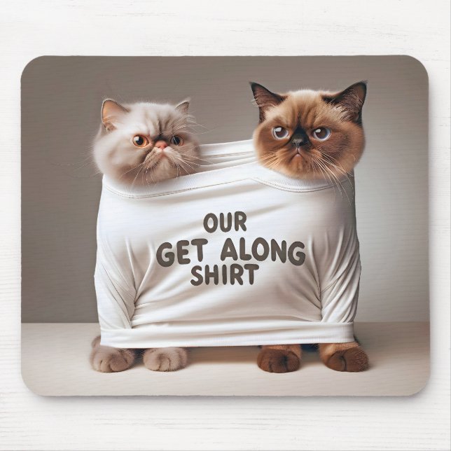 Mousepad Gatos Irmão Vestindo Fica Ao Longo Da Camisa (Frente)
